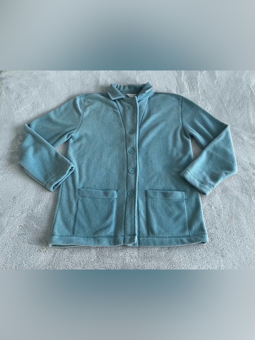 Vintage Blue Christopher & Banks Button Up Fleece Jacket Women’s Size XL
